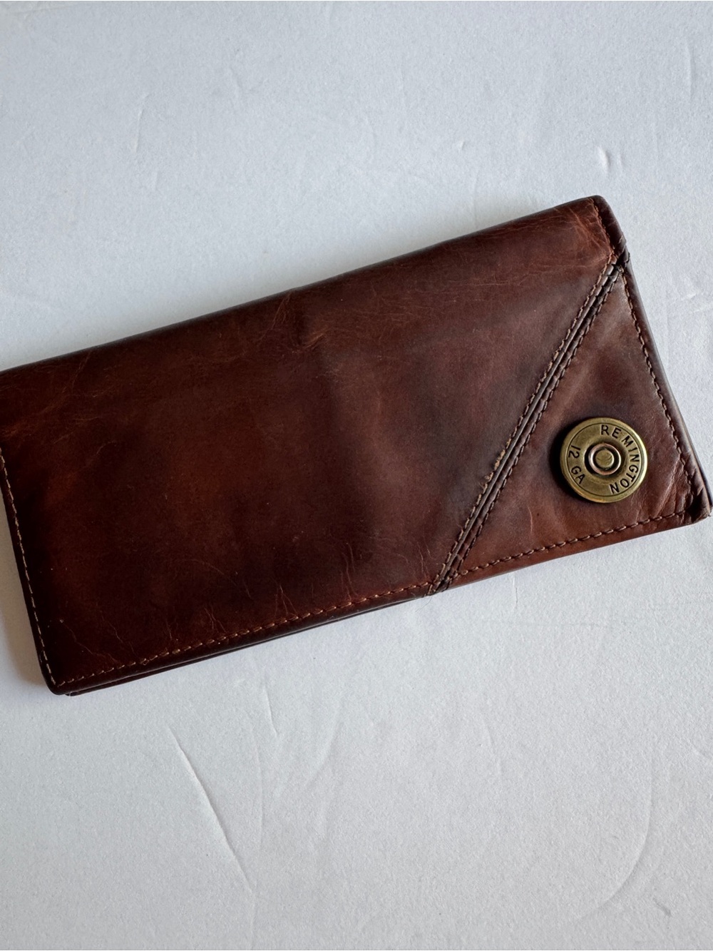 Vintage Remington Brown Leather Wallet with Brass Accent